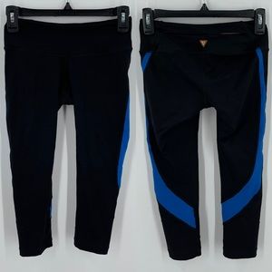 YogaSmoga AirH Capri Leggings Yoga Size 4 Black Blue cropped